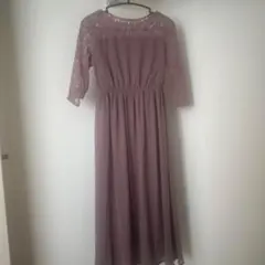 パープル レース シフォン ロングドレス