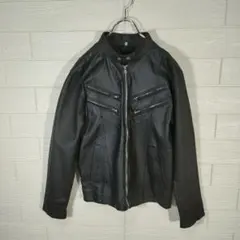 レザージャケット ライダース ブラック 38 フェイクレザー