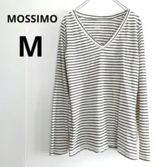 ​MOSSIMO モッシモ ボーダー カットソー M Vネック 長袖 白 黒のサムネイル