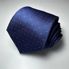 【おまとめご購入で2割引中】 ネイビー 幾何学模様 ドット シルクネクタイ