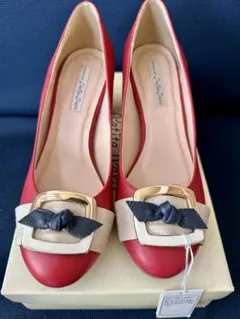 【新品•未使用】petite perlr リボンパンプス２３㎝