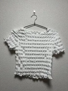 半袖ミニT(リブ編み)白、S—GU