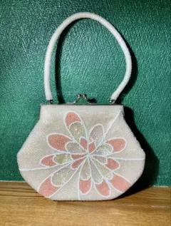 ビーズバッグ がま口 花柄 和装小物 レトロ ハンドバッグ