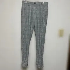 【ZARA】ザラ グレンチェック スリムパンツ スラックス グレー トルコ製