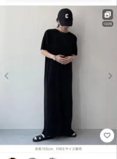 デイリーデイリースーパーストレッチクルーネックプリーツワンピース半袖