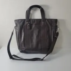 COACH コーチ ビジネスバッグ メンズ　F70102 ダークブラウン レザー