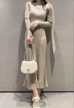 SNIDEL ショルダーリボンアシンメニットワンピース