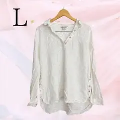 Croft&Barrow ホワイト ボタン付きシャツ Lサイズ