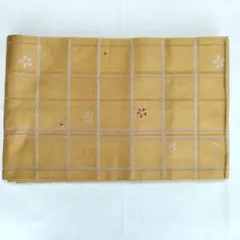 黄色の花柄刺繍 名古屋帯 　　　(開き仕立て)