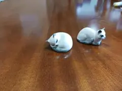 猫の置物 陶器製 2体セット