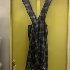 グレンチェック（チェック柄）Vネック ノースリーブワンピース