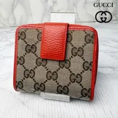 07 美品 GUCCI 二つ折り財布 ラウンドファスナー GGキャンバスのサムネイル