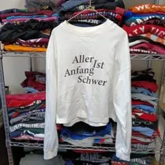 00s中国製レディース古着ローリーズファーム長袖tシャツ重ね着丈短めへそ出し白のサムネイル