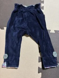 ネイビー コーデュロイパンツ 花モチーフ　80㎝　KP