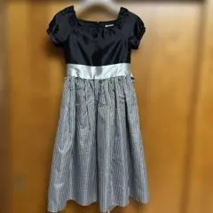 フォーマルドレス 130 黒白ギンガムチェック 入学式　七五三 発表会　卒園式