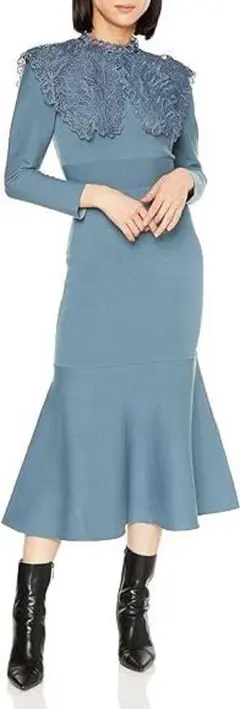 Snidel ビッグレースカラーニットワンピ