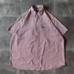 00s Ralph Lauren 半袖BDシャツ 赤 3XL A496 ギンガム