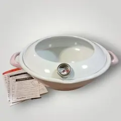 富士ホーロー(Fuji Horo)／天ぷら鍋 温度計付き【ピンク】：未使用品のサムネイル