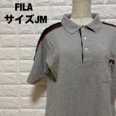 FILAフィラ グレー 袖ラインデザイン 半袖ポロシャツ JMサイズ【2114】