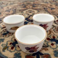  Worcester 陶器　3個セット 茶道具 茶箱用三点セット 陶器三点セット 陶器三つ揃 赤絵 赤玉 高野昭