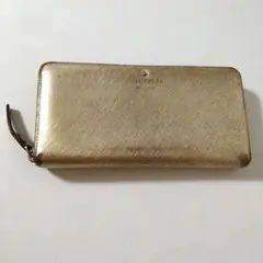 ケイトスペード　ゴールド　ラウンドファスナー　長財布　ドット　金運財布　キラキラ