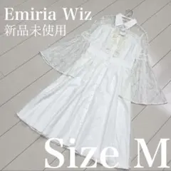 ☆Emiria Wiz☆【新品未使用】総レース膝丈ワンピース ホワイト M 襟♡のサムネイル