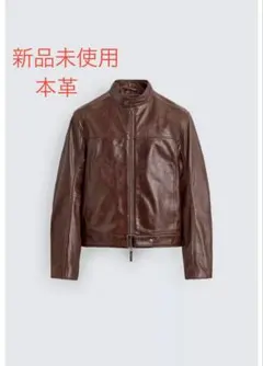 新品　未使用　本革　ZARA メンズ クロップドフィット　レザージャケットのサムネイル