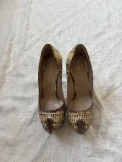 セルジオ ロッシヘビ柄オープントゥハイヒール