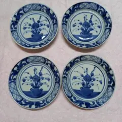 あ―ちゃん様リクエスト 有田焼仁斉染め付芙蓉手小皿4枚セット