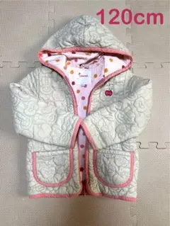 120cm花柄キルティングコート フード付き　女の子