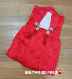 七五三用　 赤色衣装 　被服コート　花飾り付き♡