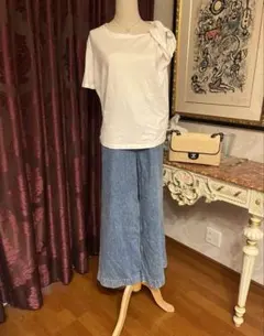 美品 ファビアナフィリッピ チュール刺繍 ストライプブラウス