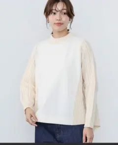 BEAMS HEART ニットコンビ 異素材プルオーバー