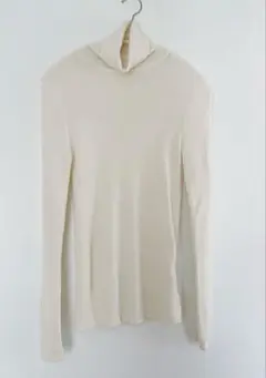 【未使用】UNIQLO メリノリブウールタートルネックウールセーターオフホワイト