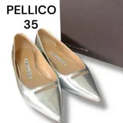 【美品】PELLICO アネッリ ポインテッドトゥ フラット シルバー 35