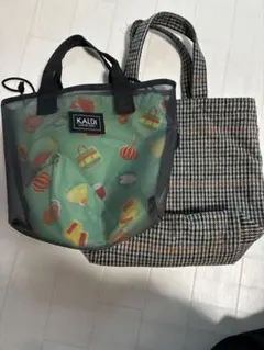 KALDI バッグ2個セット　台湾　チェック柄
