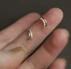 新品　繊細なダブルラインピアス　925シルバー　ゴールド　k18gp