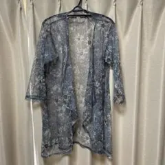 おばちゃんの服　シニア服 ハンドメイド シースルー花柄カーディガン