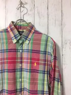 古着 人気 90s ラルフローレン マルチカラー コットンシャツ BDシャツ