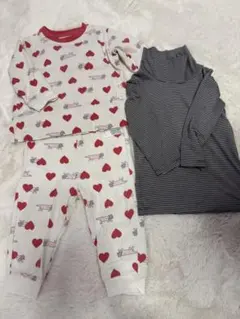 HEATTECH ハート柄 ベビーパジャマセット 80cm