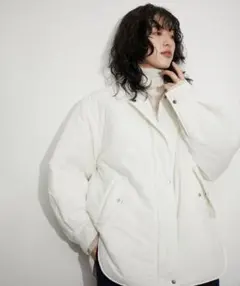 美品！アダムエロペ パデットシャツブルゾン ホワイトダウンコートアウター白