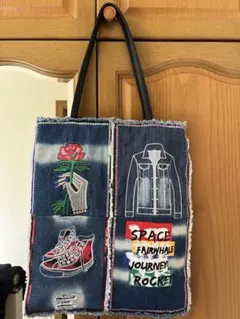 リメイク風デニムトートバッグ