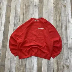 90s フルーツオブザルーム USA古着 カレッジプリント スウェット レッド