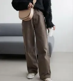 DISCOAT USコットンデニムストレートパンツ ブラウン ブラックのサムネイル