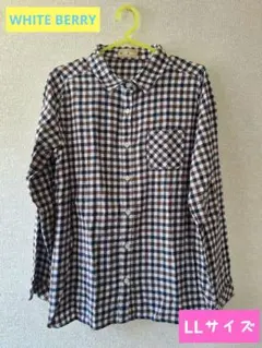 【WHITE BERRY】LLサイズギンガムチェック長袖ネルシャツ