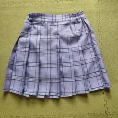 水色 チェック プリーツスカート ショートパンツ付き　150cmのサムネイル