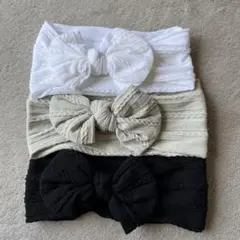 リボン付きヘアバンド3個セット　ベビー用　ヘアバン　赤ちゃん　女の子　3個セット