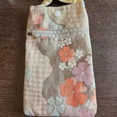 ハンドメイド帯リメイク花柄 スマホショルダーバッグ