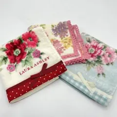 未使用　ローラアシュレイ　タオルハンカチ　3枚セット 花柄　リボン