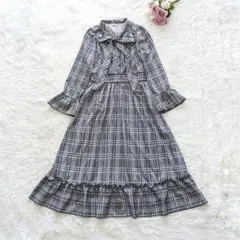 ✨人気✨ アクシーズファム ボウタイ フリル ロング ワンピース チェック柄